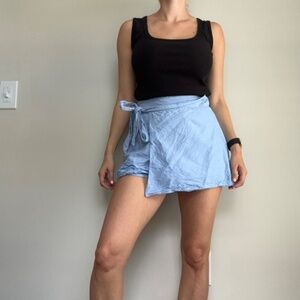 Shore Wrap Mini Skirt in Pale Chambray